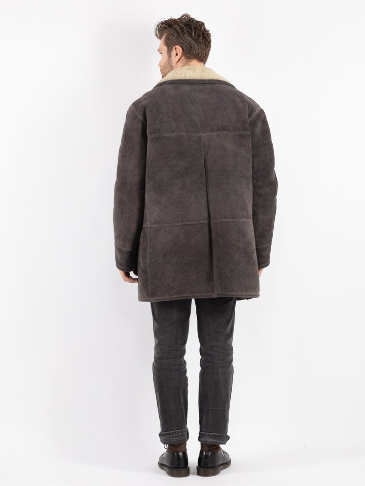 Vintage 70's Men Sheepskin Coat in GrayZ205