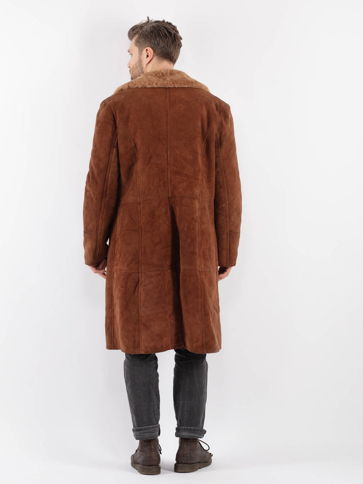 Vintage 70's Men Sheepskin Coat in BrownZ645
