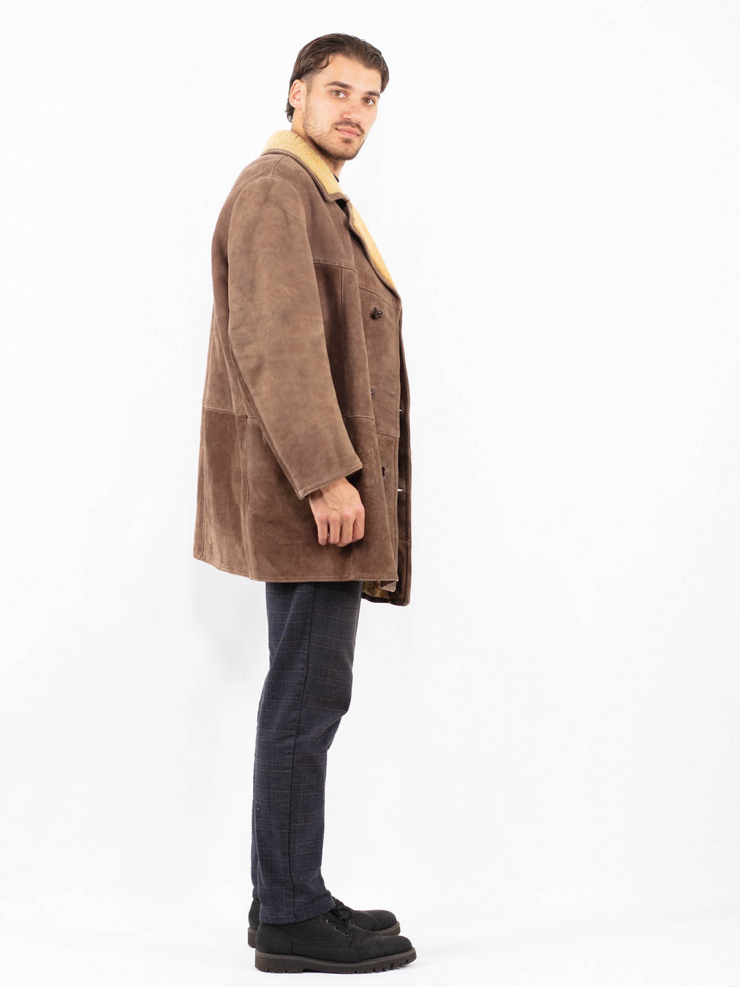 Vintage 70's Men Sheepskin Coat in BrownZ2412