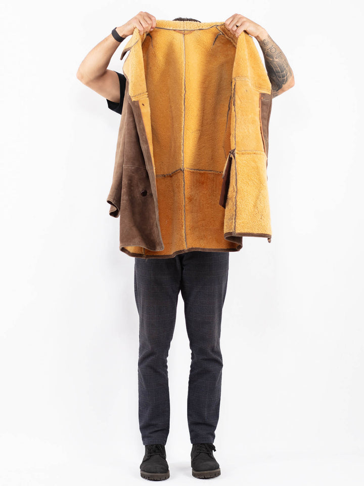 Vintage 70's Men Sheepskin Coat in BrownZ2412
