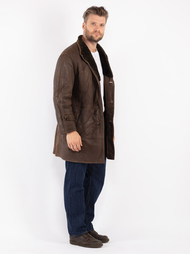Vintage 70's Men Sheepskin Coat in Brown