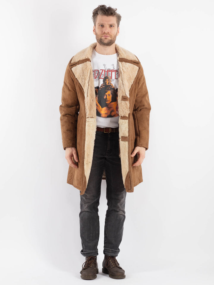 Vintage 70's Men Sheepskin Coat in BrownZ646