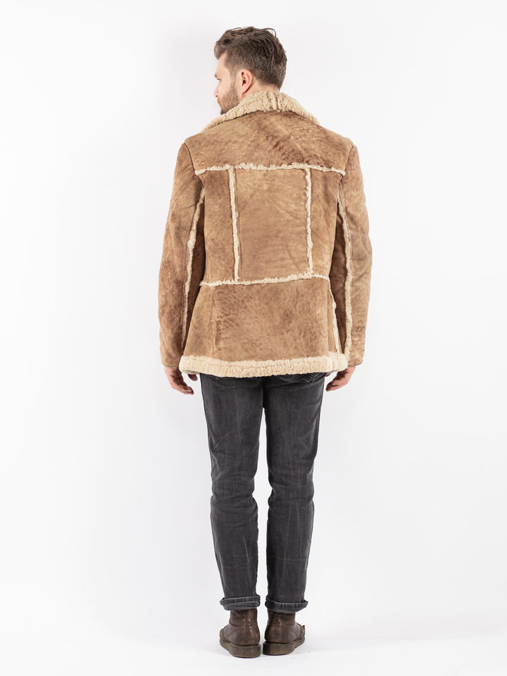 Vintage 70's Men Sheepskin Coat in Beige