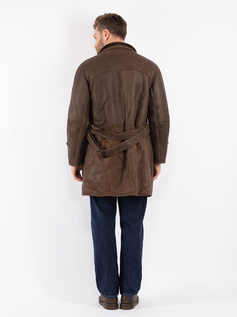 Vintage 70's Men Sheepskin Coat in Brown