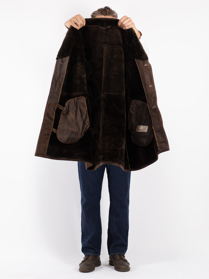 Vintage 70's Men Sheepskin Coat in Brown