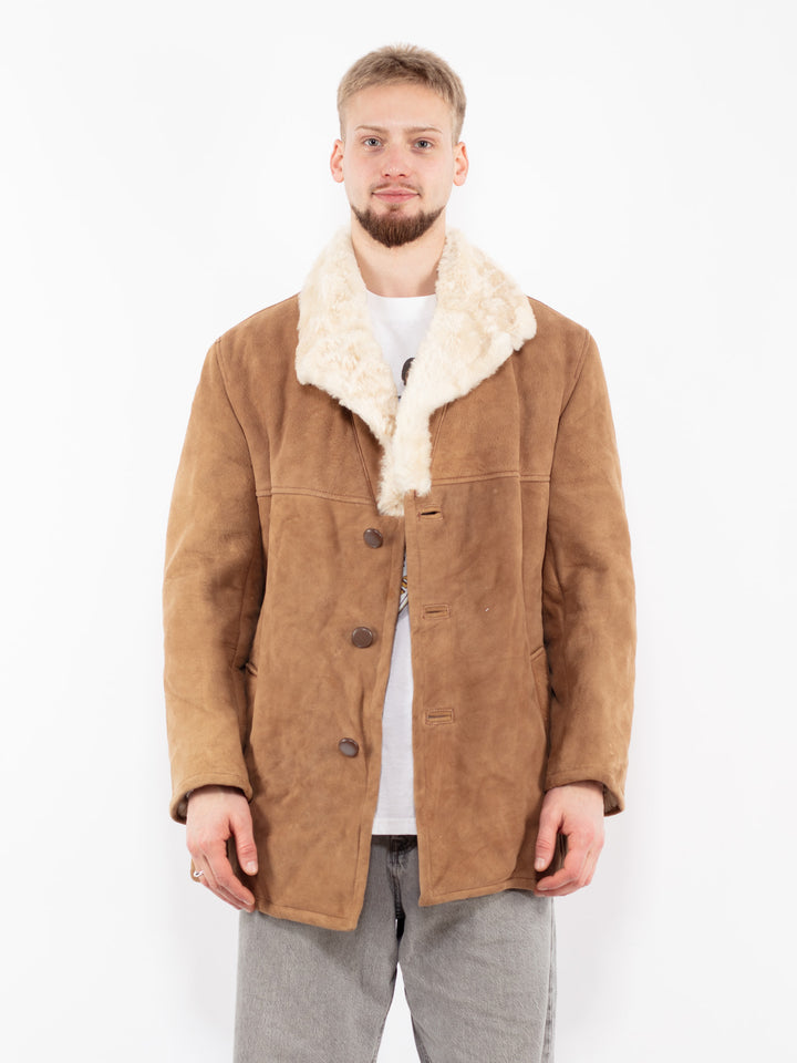 Vintage 70's Men Sheepskin Coat in Light Brown