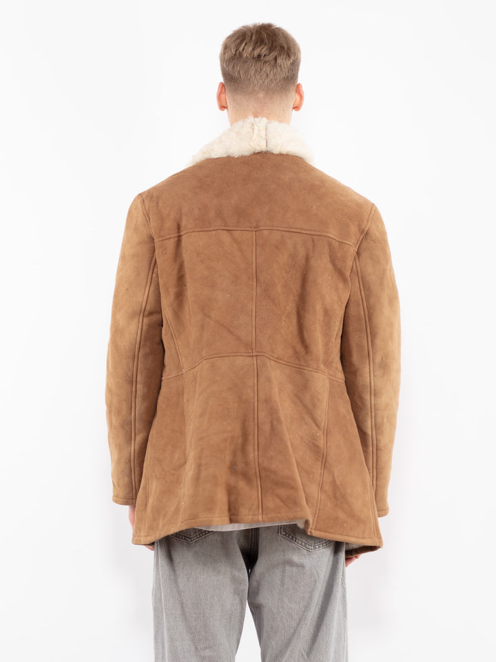 Vintage 70's Men Sheepskin Coat in Light Brown