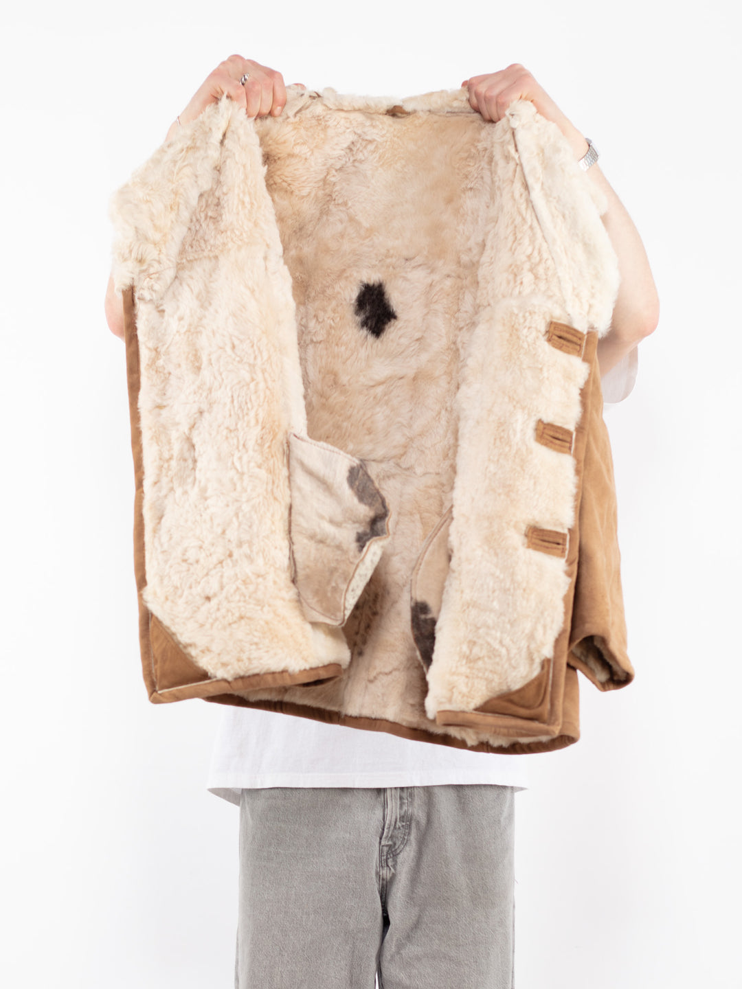 Vintage 70's Men Sheepskin Coat in Light Brown