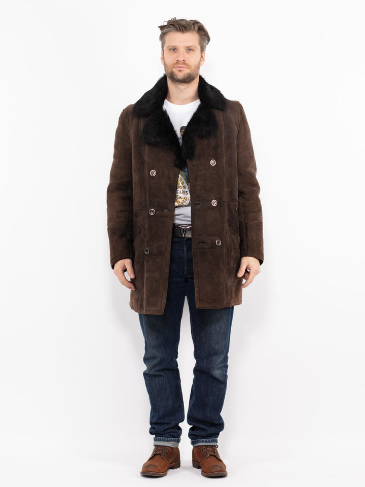 Vintage 70's Men Sheepskin Coat in BrownZ2706