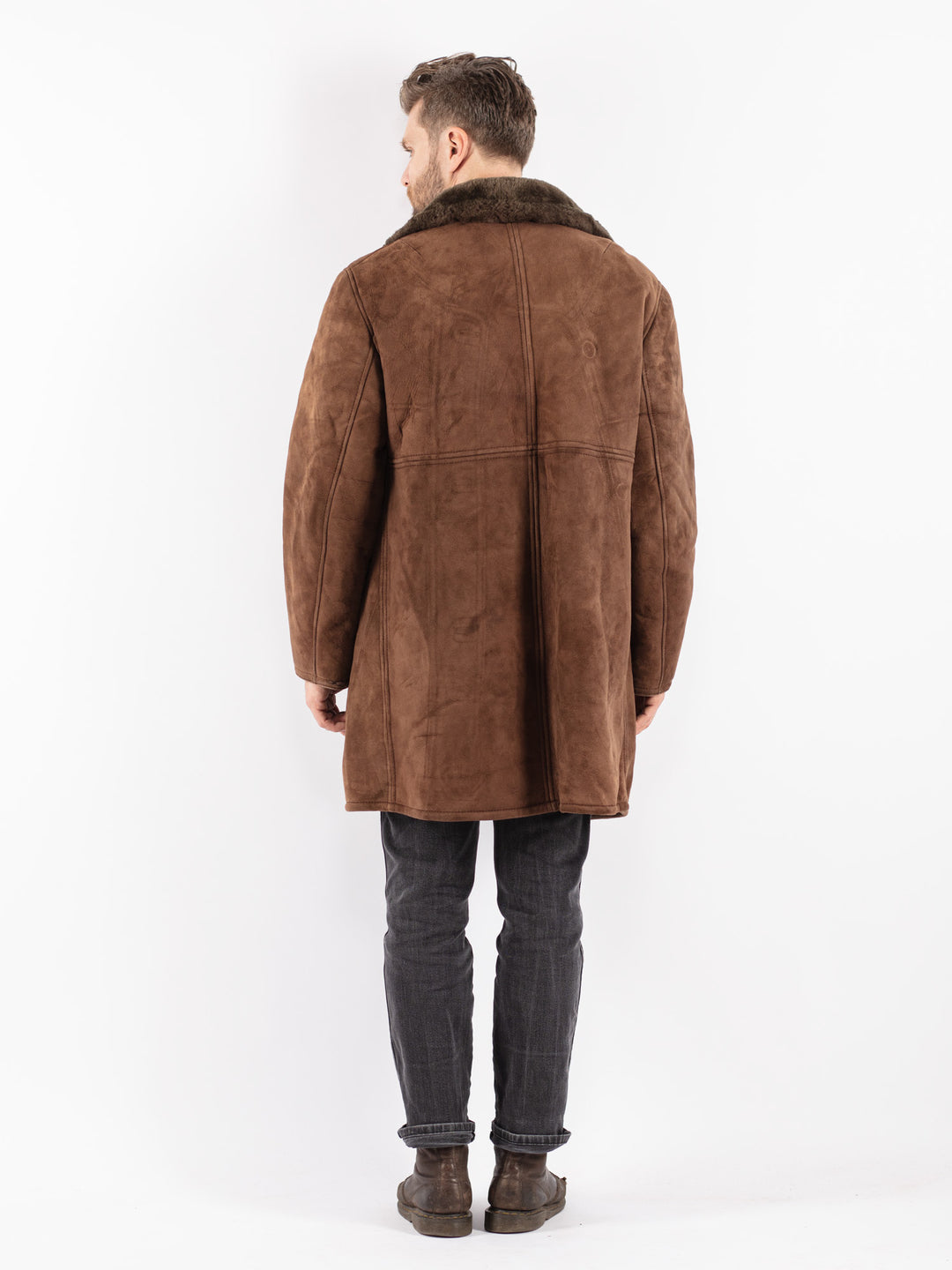 Vintage 70's Men Sheepskin Coat in Brown