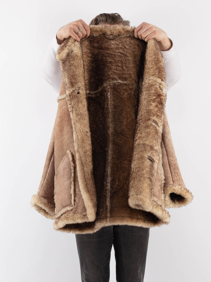 Vintage 70's Men Sheepskin Shearling Coat in BeigeZ1003