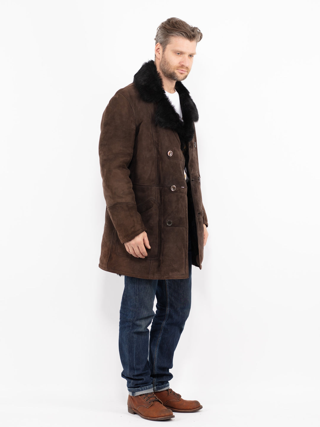 Vintage 70's Men Sheepskin Coat in BrownZ2706