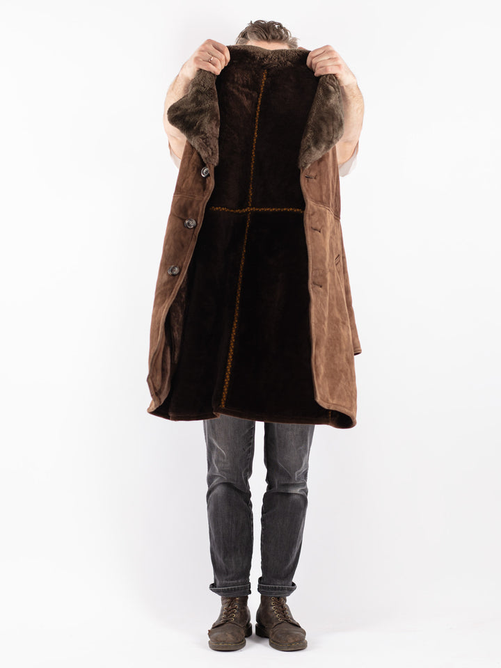 Vintage 70's Men Sheepskin Coat in Brown