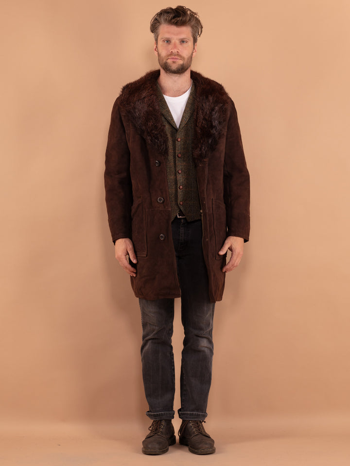 Vintage 70's Men Sheepskin Coat in Brown