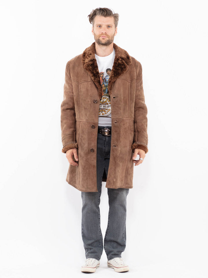 Vintage 70's Men Sheepskin Coat in BrownZ1976