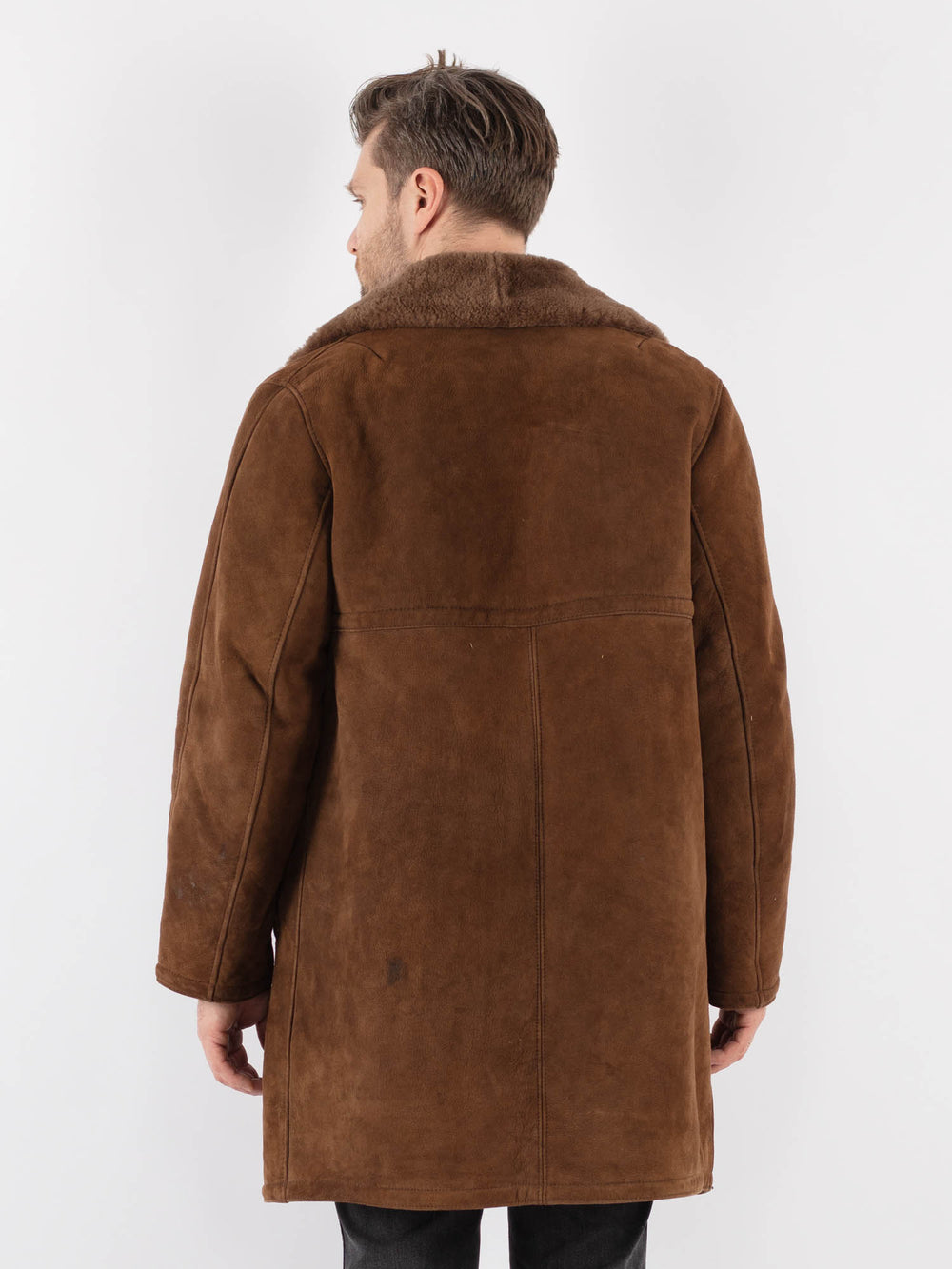 Vintage 70's Men Sheepskin Coat in Brown - NorthernGrip
