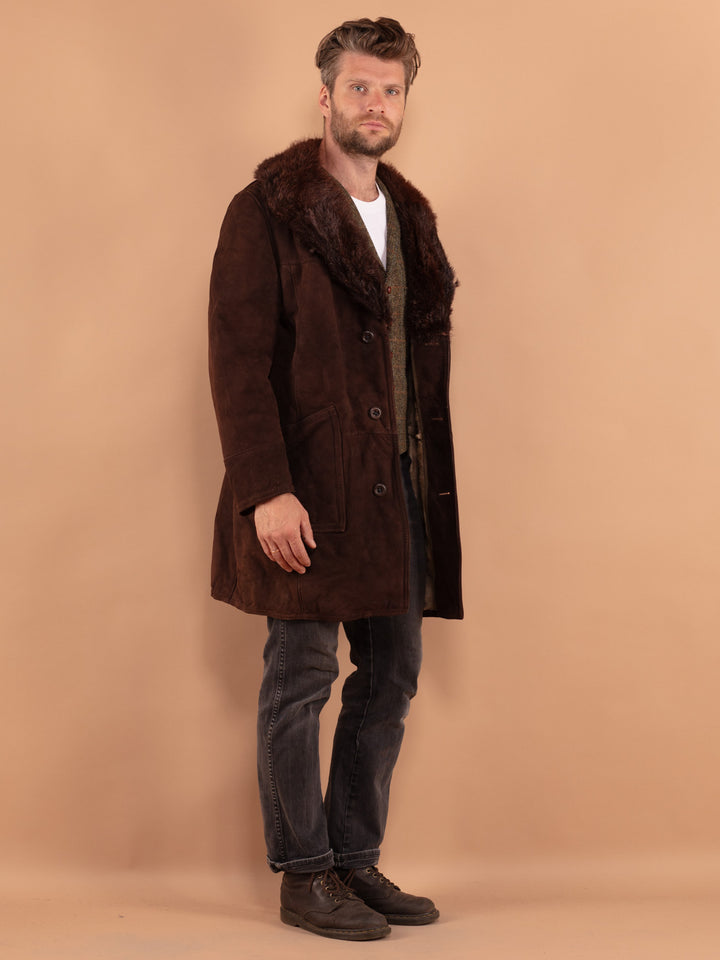 Vintage 70's Men Sheepskin Coat in Brown