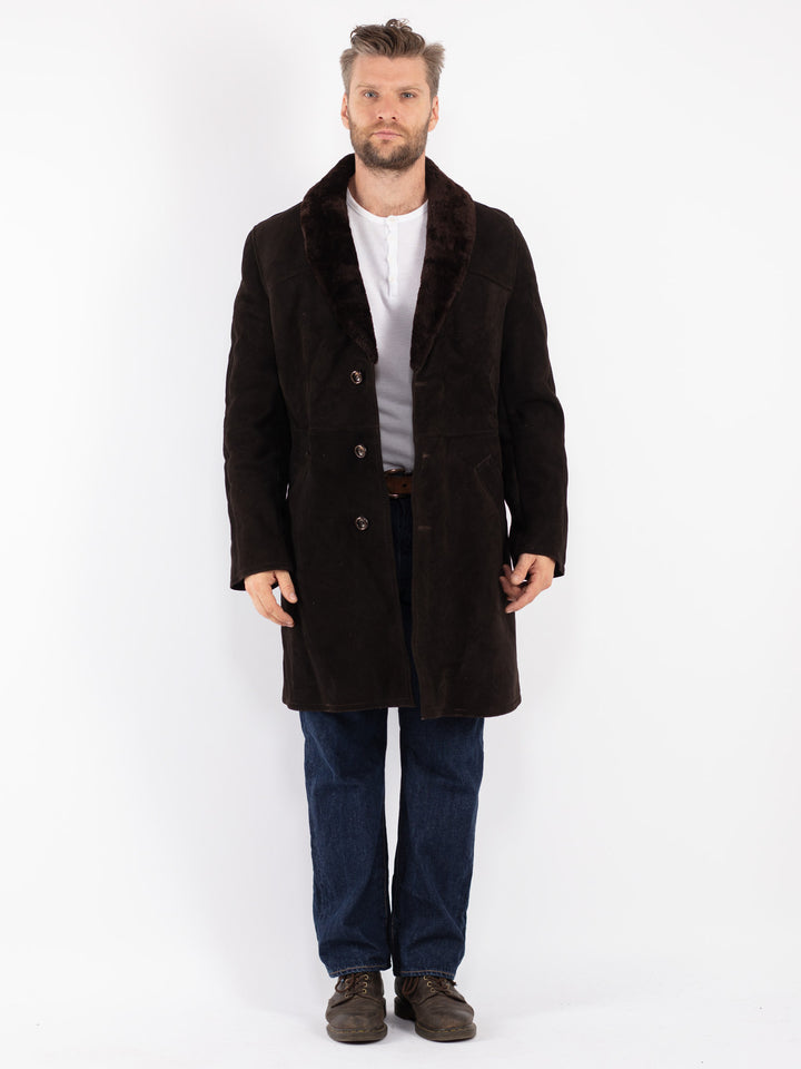 Vintage 70's Men Sheepskin Coat in Brown