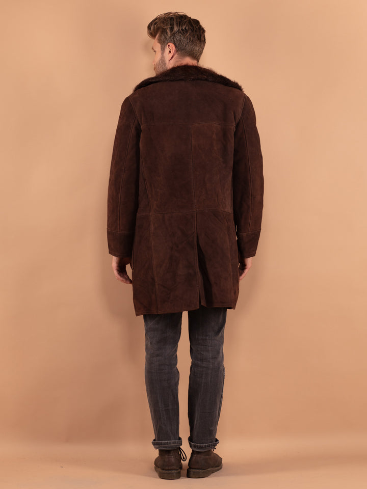 Vintage 70's Men Sheepskin Coat in Brown
