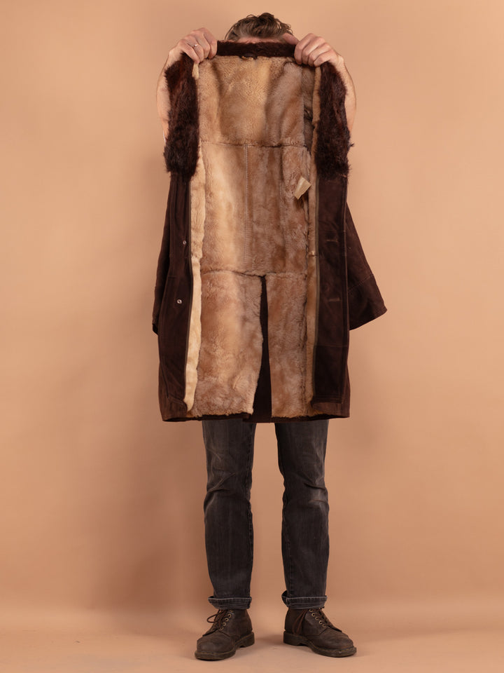Vintage 70's Men Sheepskin Coat in Brown