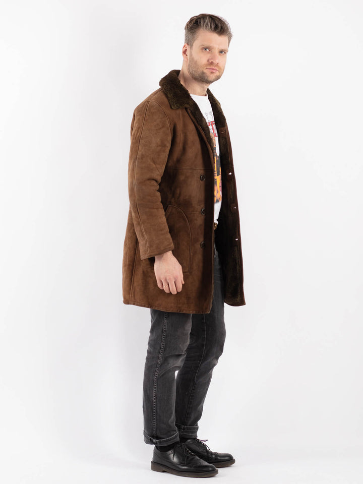 Vintage 70's Men Sheepskin Coat in Brown