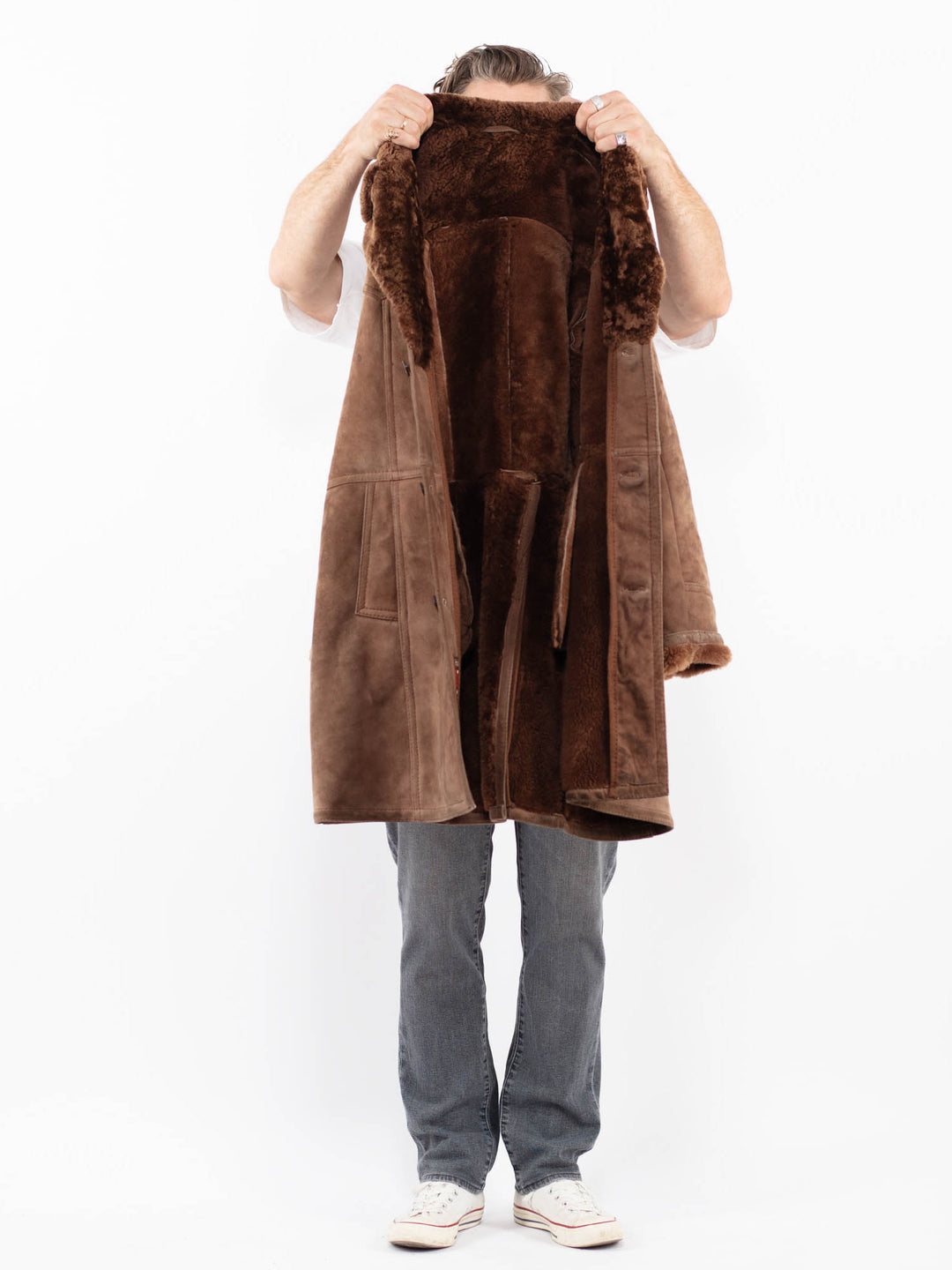 Vintage 70's Men Sheepskin Coat in BrownZ1976