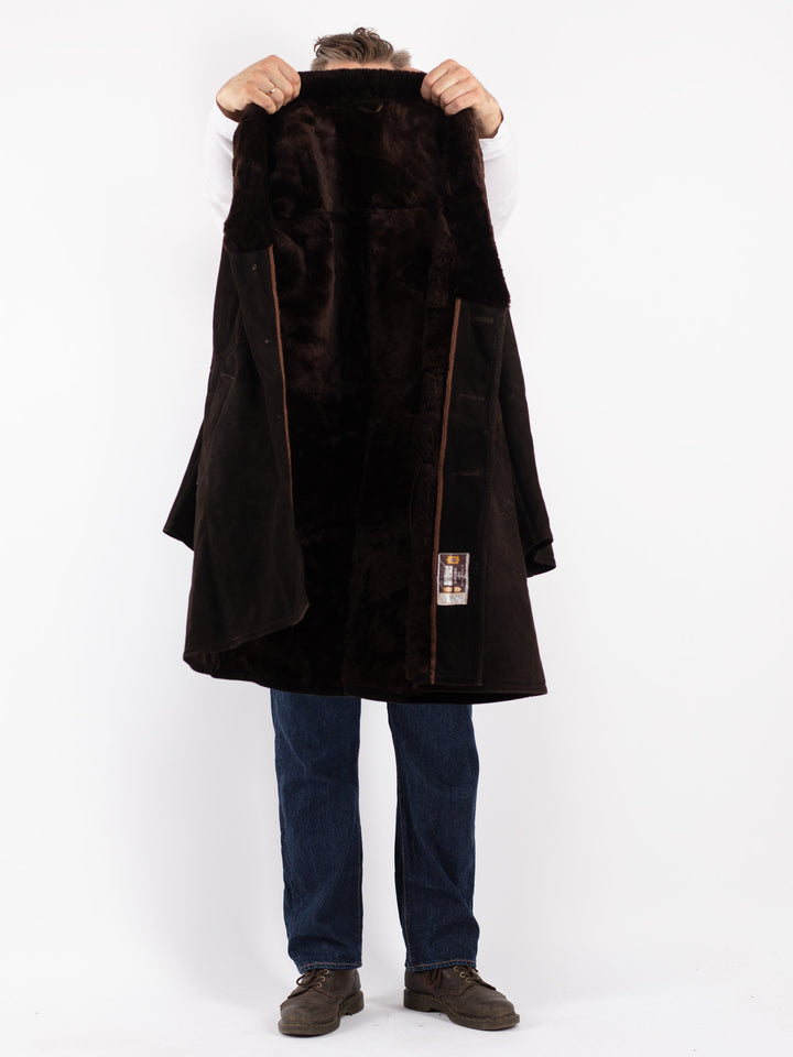 Vintage 70's Men Sheepskin Coat in Brown