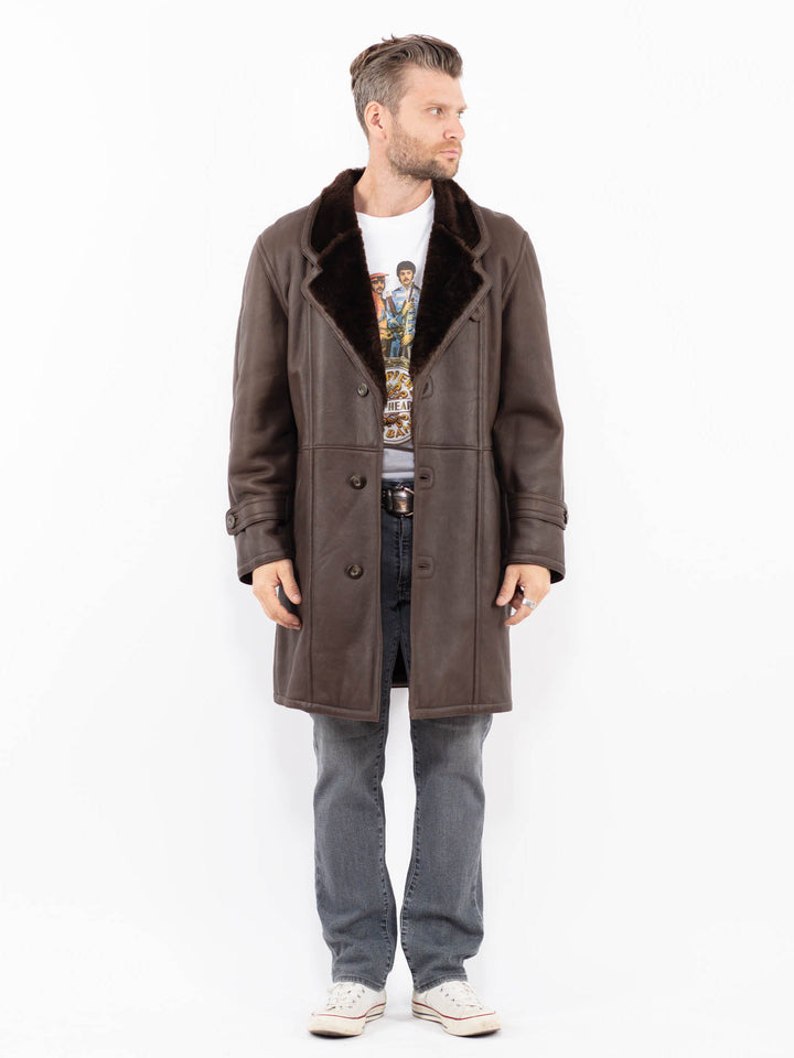 Vintage 70's Men Sheepskin Coat in BrownZ1977