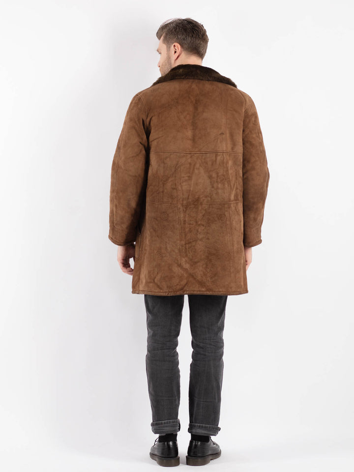 Vintage 70's Men Sheepskin Coat in Brown