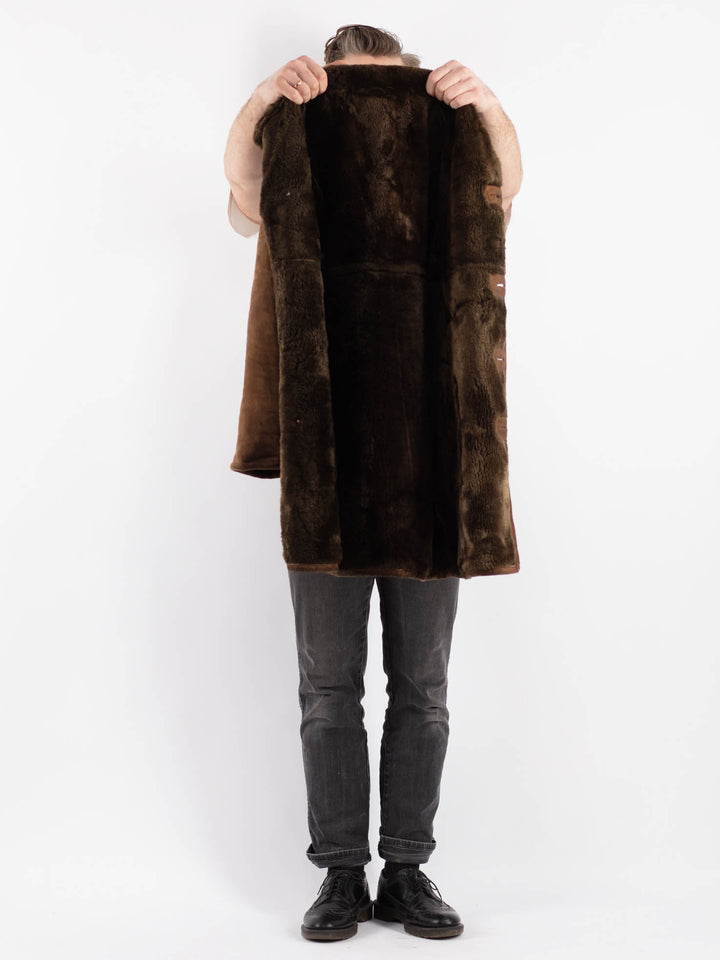 Vintage 70's Men Sheepskin Coat in Brown