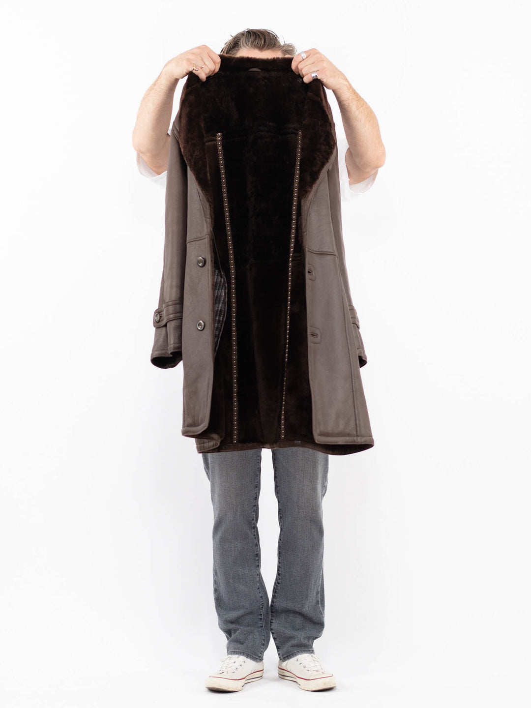 Vintage 70's Men Sheepskin Coat in BrownZ1977