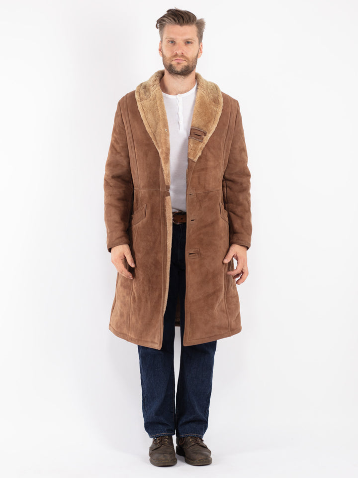 Vintage 70's Men Sheepskin Coat in Brown