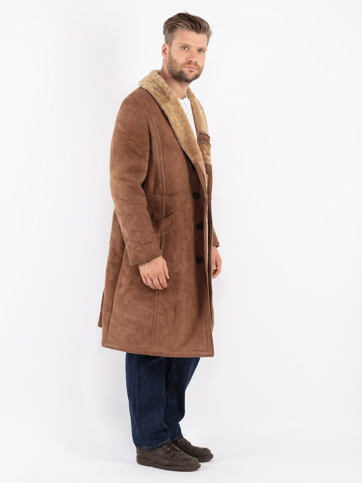 Vintage 70's Men Sheepskin Coat in Brown
