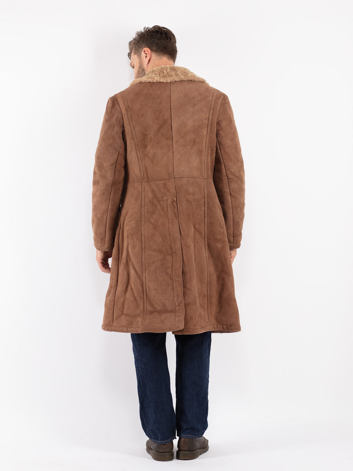 Vintage 70's Men Sheepskin Coat in Brown
