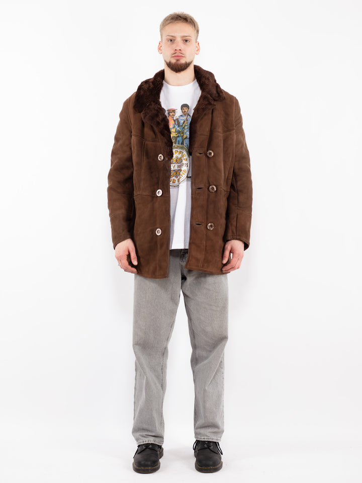Vintage 70's Men Sheepskin Coat in Brown
