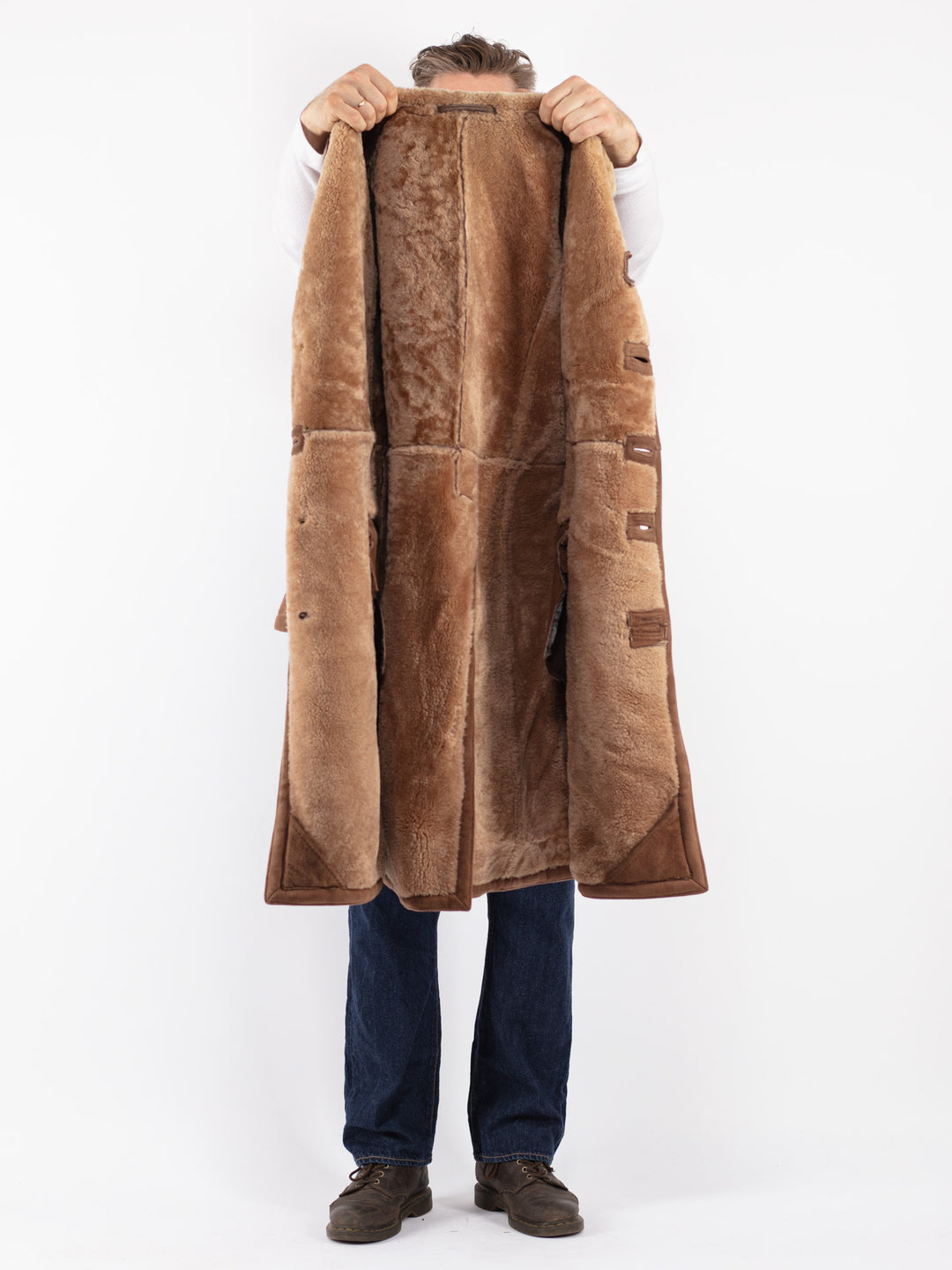 Vintage 70's Men Sheepskin Coat in Brown