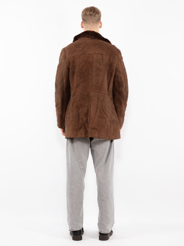 Vintage 70's Men Sheepskin Coat in Brown