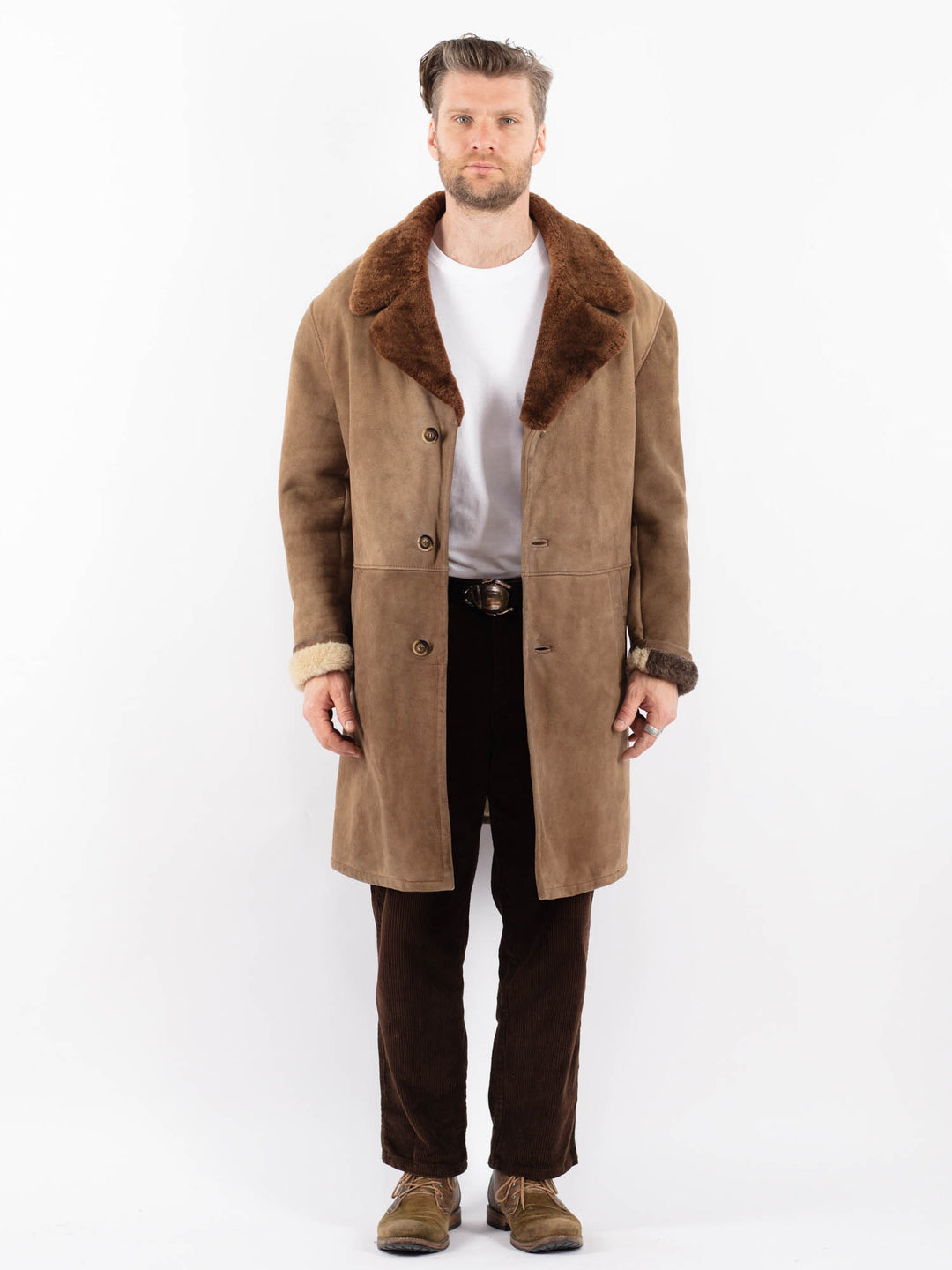 Vintage 70's Men Sheepskin Coat in BeigeZ1709
