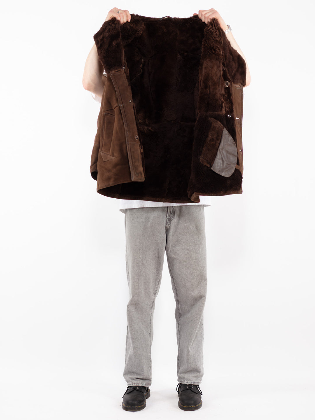 Vintage 70's Men Sheepskin Coat in Brown