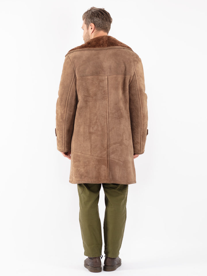 Vintage 70's Men Sheepskin Coat in Brown