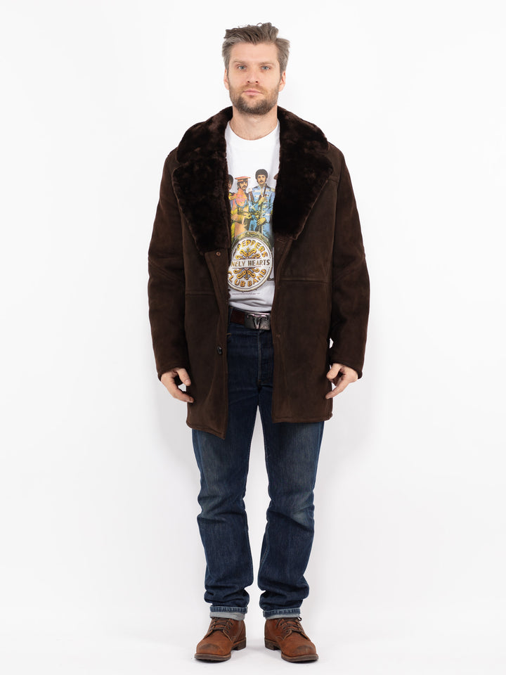 Vintage 70's Men Sheepskin Coat in BrownZ2711