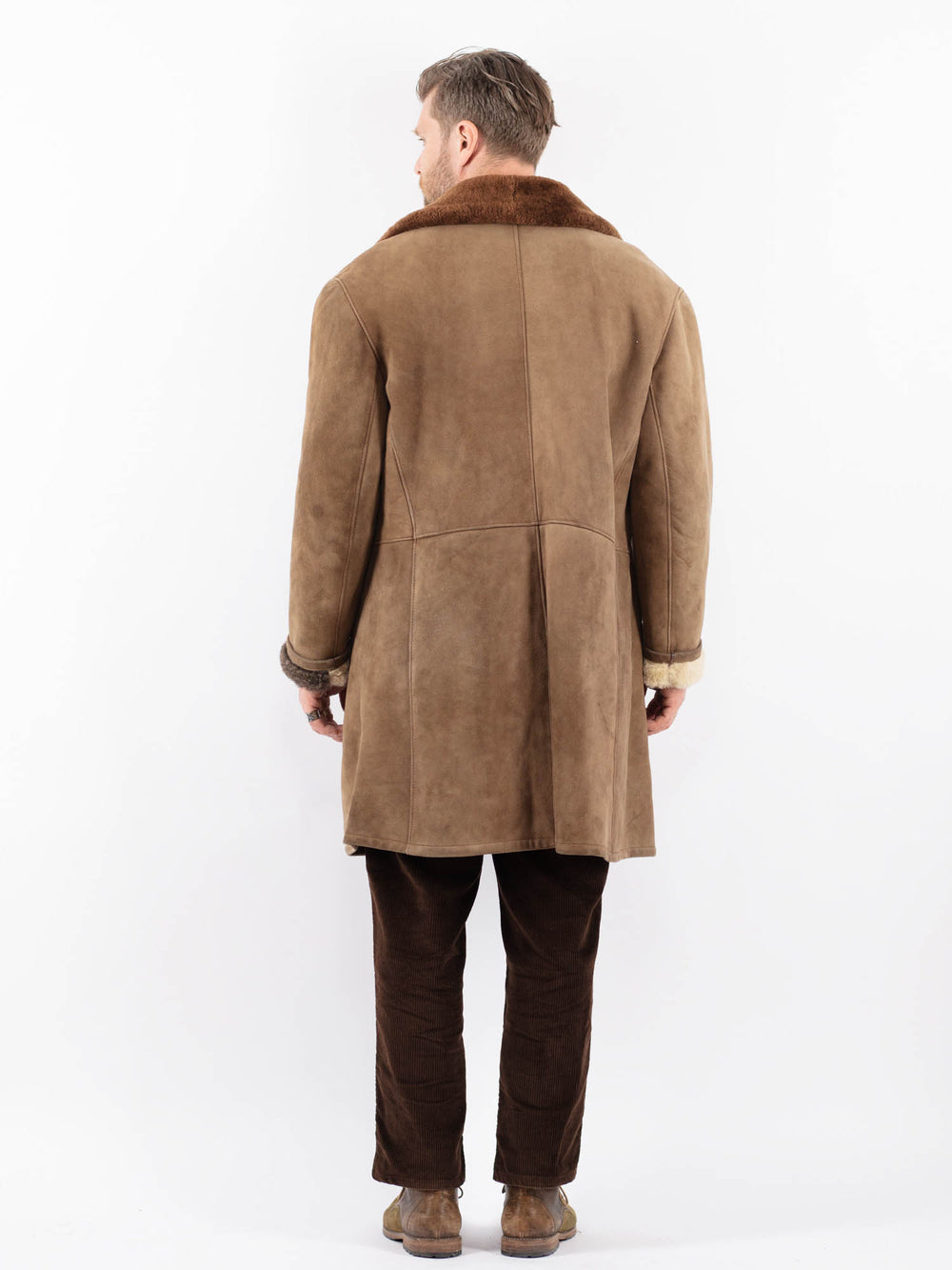 Vintage 70's Men Sheepskin Coat in BeigeZ1709