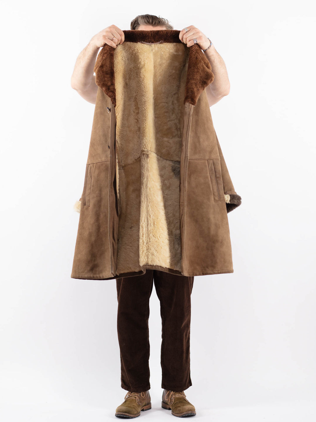 Vintage 70's Men Sheepskin Coat in BeigeZ1709