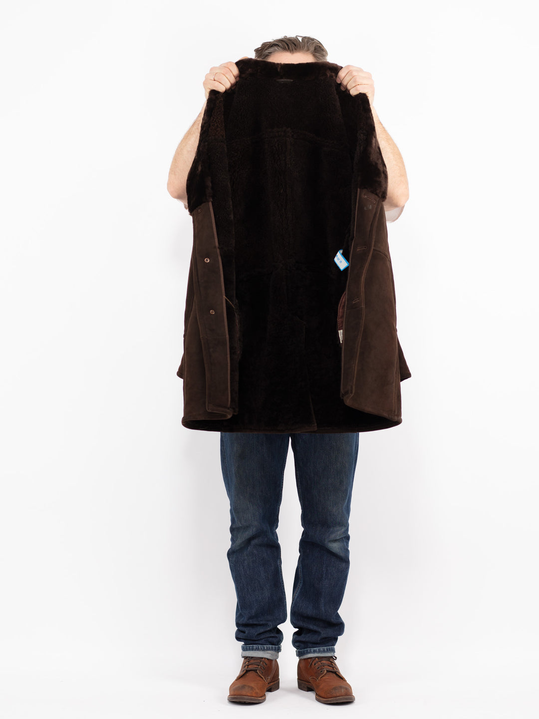 Vintage 70's Men Sheepskin Coat in BrownZ2711