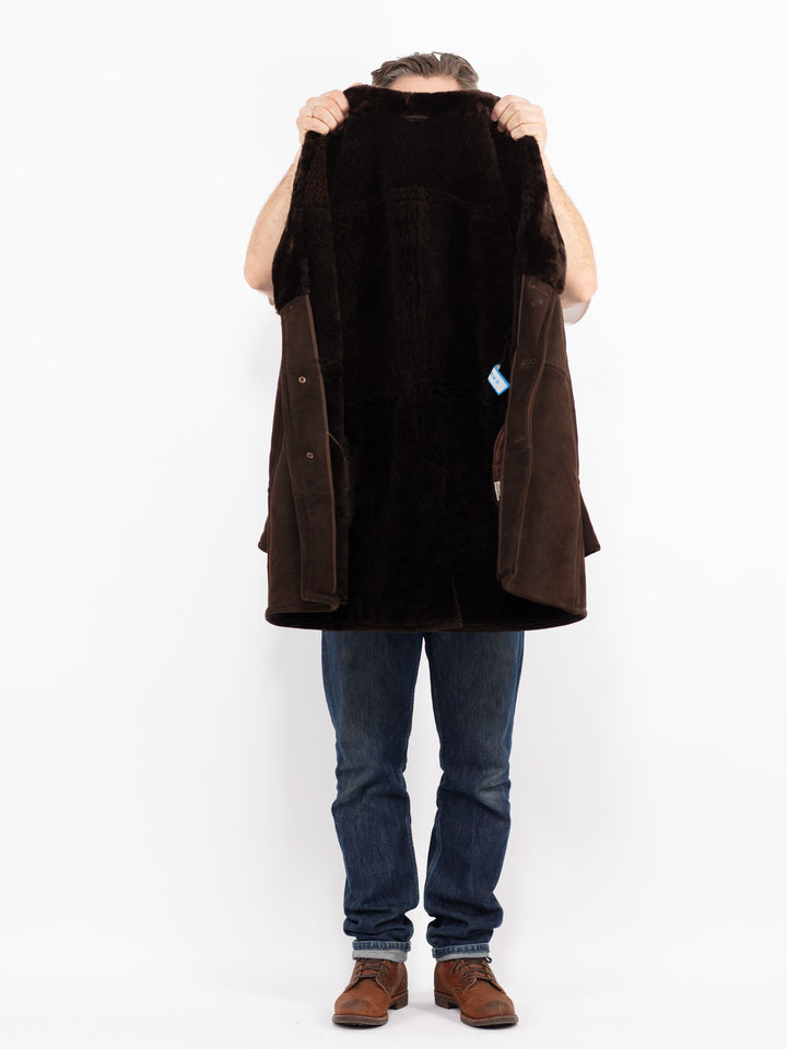 Vintage 70's Men Sheepskin Coat in BrownZ2711