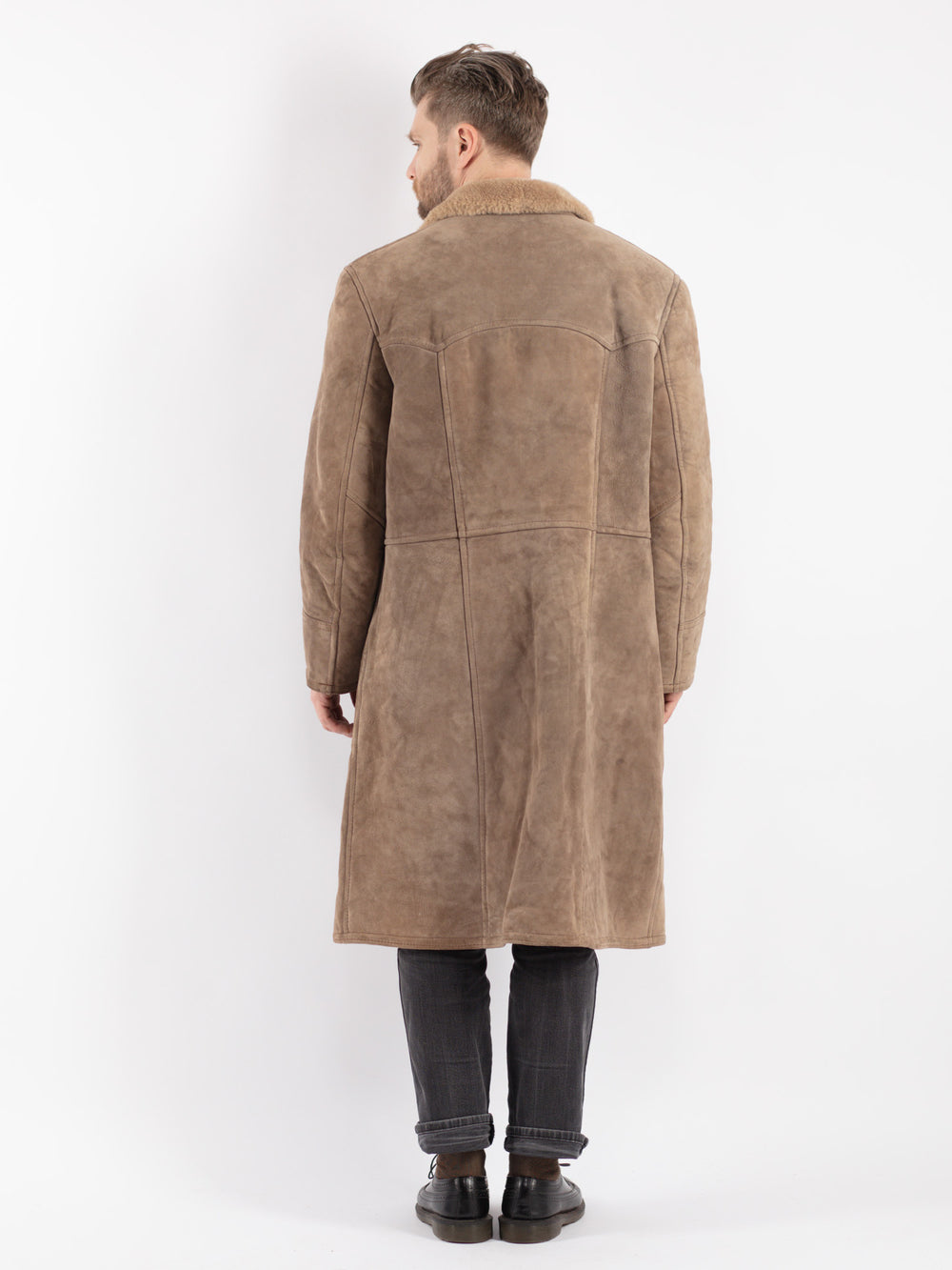Vintage 70's Men Sheepskin Coat in Beige
