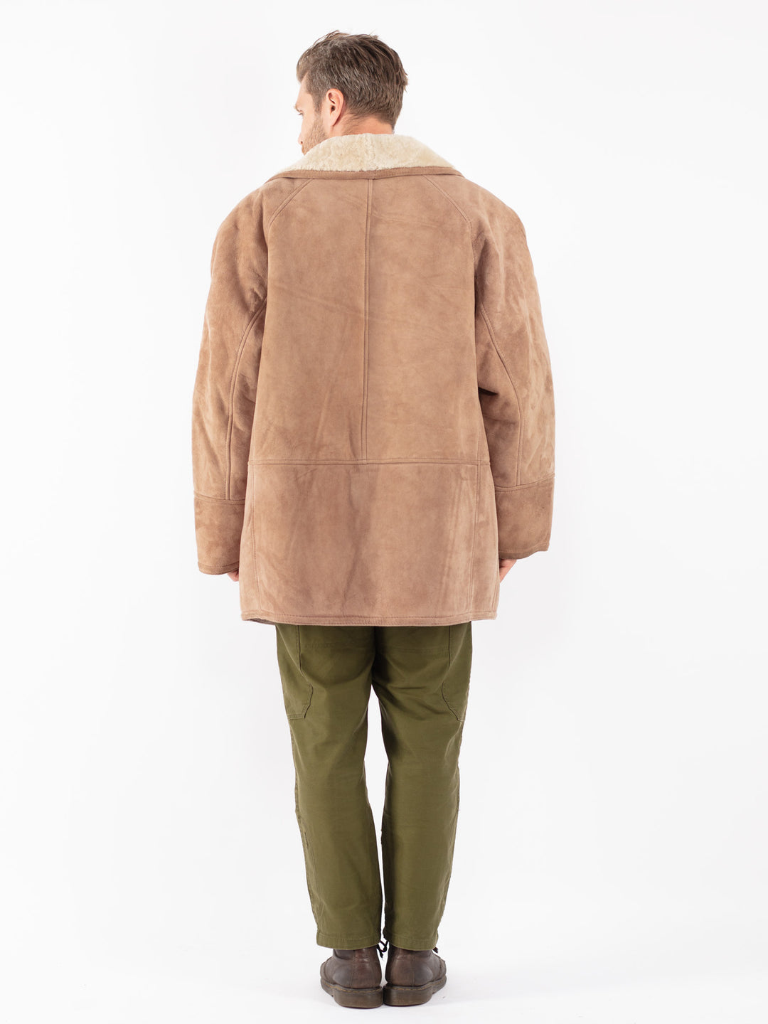 Vintage 70's Men Sheepskin Coat in Beige