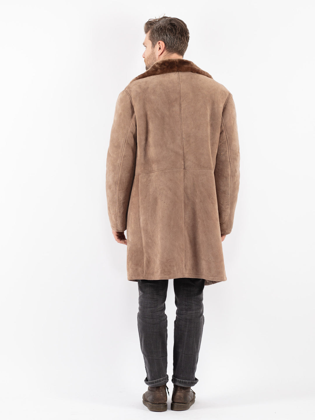 Vintage 70's Men Sheepskin Coat in Beige