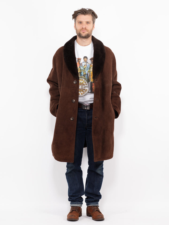 Vintage 70's Men Sheepskin Coat in BrownZ2712