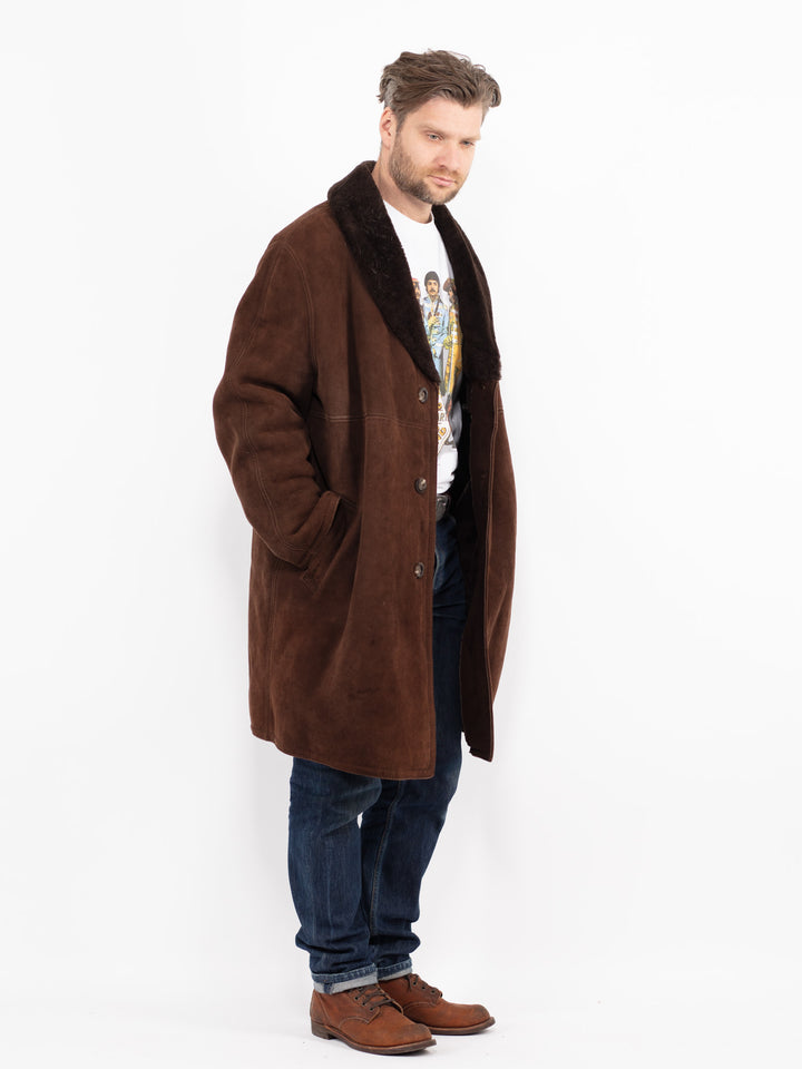 Vintage 70's Men Sheepskin Coat in BrownZ2712